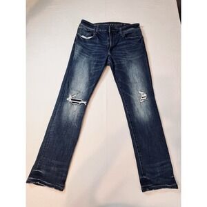 American Eagle Jeans Men 34x32 Skinny Straight Dark Wash Blue Stretch Denim